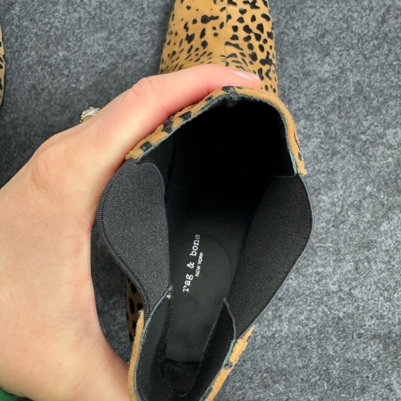 RAG & BONE “Aslen” Cheetah Print Suede Square Heel Ankle Boots - Picture 4 of 11